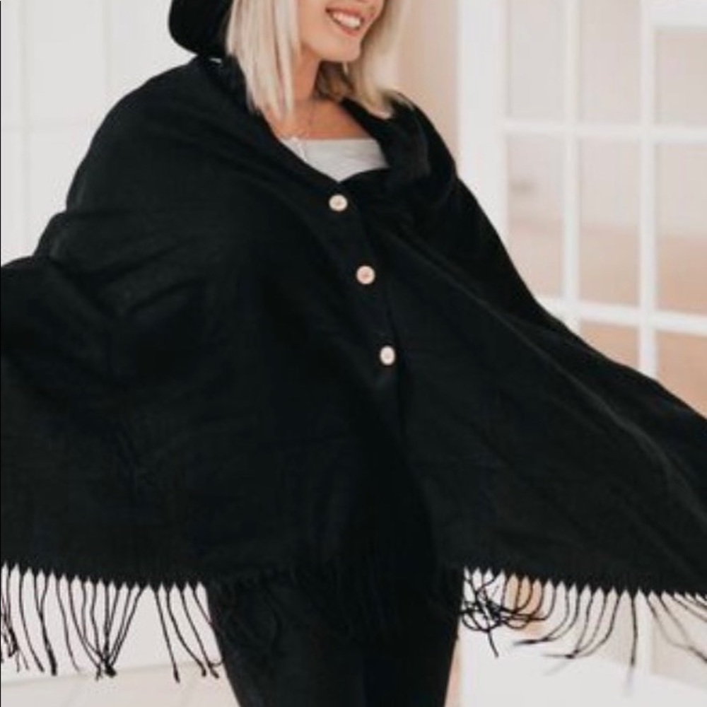 Softest Button Black Scarf
